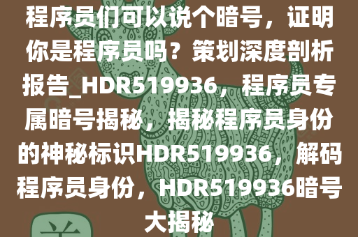 程序员们可以说个暗号，证明你是程序员吗？策划深度剖析报告_HDR519936，程序员专属暗号揭秘，揭秘程序员身份的神秘标识HDR519936，解码程序员身份，HDR519936暗号大揭秘