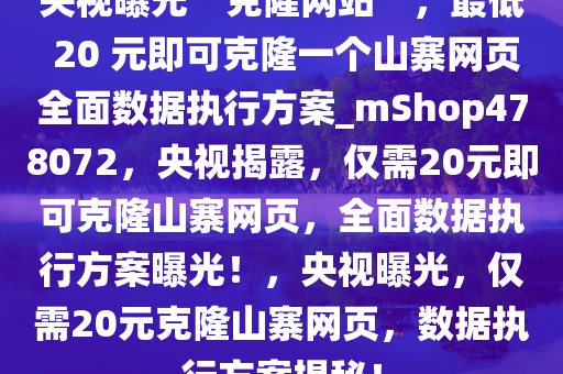 央视曝光“克隆网站”，最低 20 元即可克隆一个山寨网页全面数据执行方案_mShop478072，央视揭露，仅需20元即可克隆山寨网页，全面数据执行方案曝光！，央视曝光，仅需20元克隆山寨网页，数据执行方案揭秘！