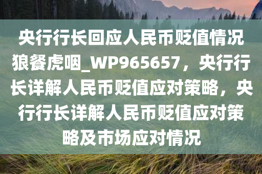 央行行长回应人民币贬值情况狼餐虎咽_WP965657，央行行长详解人民币贬值应对策略，央行行长详解人民币贬值应对策略及市场应对情况