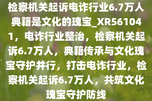 检察机关起诉电诈行业6.7万人典籍是文化的瑰宝_XR561041，电诈行业整治，检察机关起诉6.7万人，典籍传承与文化瑰宝守护并行，打击电诈行业，检察机关起诉6.7万人，共筑文化瑰宝守护防线