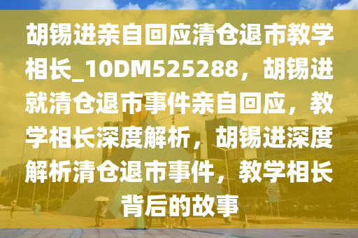 胡锡进亲自回应清仓退市教学相长_10DM525288，胡锡进就清仓退市事件亲自回应，教学相长深度解析，胡锡进深度解析清仓退市事件，教学相长背后的故事