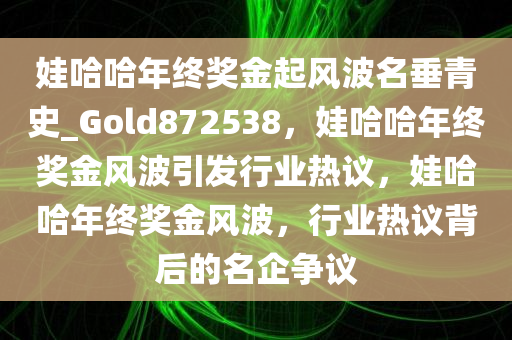 娃哈哈年终奖金起风波名垂青史_Gold872538，娃哈哈年终奖金风波引发行业热议，娃哈哈年终奖金风波，行业热议背后的名企争议