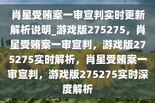 肖星受贿案一审宣判实时更新解析说明_游戏版275275，肖星受贿案一审宣判，游戏版275275实时解析，肖星受贿案一审宣判，游戏版275275实时深度解析