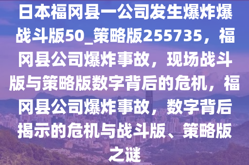 日本福冈县一公司发生爆炸爆战斗版50_策略版255735，福冈县公司爆炸事故，现场战斗版与策略版数字背后的危机，福冈县公司爆炸事故，数字背后揭示的危机与战斗版、策略版之谜