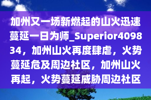 加州又一场新燃起的山火迅速蔓延一日为师_Superior409834，加州山火再度肆虐，火势蔓延危及周边社区，加州山火再起，火势蔓延威胁周边社区