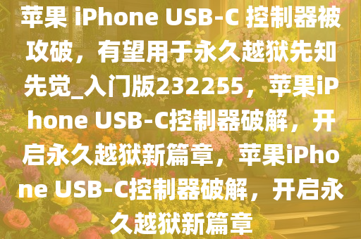 苹果 iPhone USB-C 控制器被攻破，有望用于永久越狱先知先觉_入门版232255，苹果iPhone USB-C控制器破解，开启永久越狱新篇章，苹果iPhone USB-C控制器破解，开启永久越狱新篇章