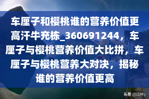 车厘子和樱桃谁的营养价值更高汗牛充栋_360691244，车厘子与樱桃营养价值大比拼，车厘子与樱桃营养大对决，揭秘谁的营养价值更高