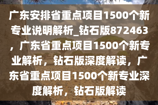 广东安排省重点项目1500个新专业说明解析_钻石版872463，广东省重点项目1500个新专业解析，钻石版深度解读，广东省重点项目1500个新专业深度解析，钻石版解读