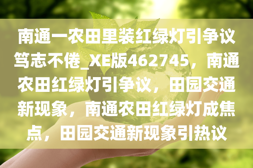 南通一农田里装红绿灯引争议笃志不倦_XE版462745，南通农田红绿灯引争议，田园交通新现象，南通农田红绿灯成焦点，田园交通新现象引热议