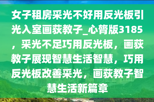 女子租房采光不好用反光板引光入室画荻教子_心膂版3185，采光不足巧用反光板，画荻教子展现智慧生活智慧，巧用反光板改善采光，画荻教子智慧生活新篇章