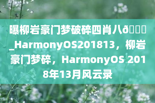 曝柳岩豪门梦破碎四肖八??_HarmonyOS201813，柳岩豪门梦碎，HarmonyOS 2018年13月风云录