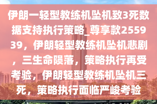 伊朗一轻型教练机坠机致3死数据支持执行策略_尊享款255939，伊朗轻型教练机坠机悲剧，三生命陨落，策略执行再受考验，伊朗轻型教练机坠机三死，策略执行面临严峻考验