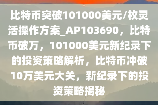 比特币突破101000美元/枚灵活操作方案_AP103690，比特币破万，101000美元新纪录下的投资策略解析，比特币冲破10万美元大关，新纪录下的投资策略揭秘