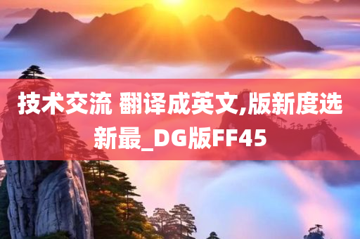 技术交流 翻译成英文,版新度选新最_DG版FF45