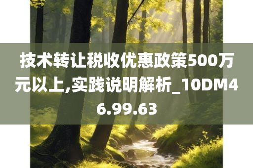 技术转让税收优惠政策500万元以上,实践说明解析_10DM46.99.63