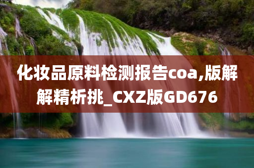 化妆品原料检测报告coa,版解解精析挑_CXZ版GD676