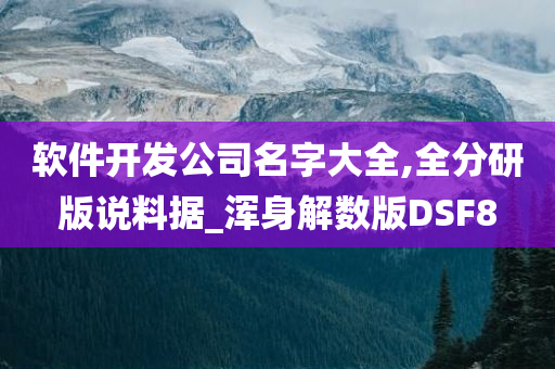 软件开发公司名字大全,全分研版说料据_浑身解数版DSF8